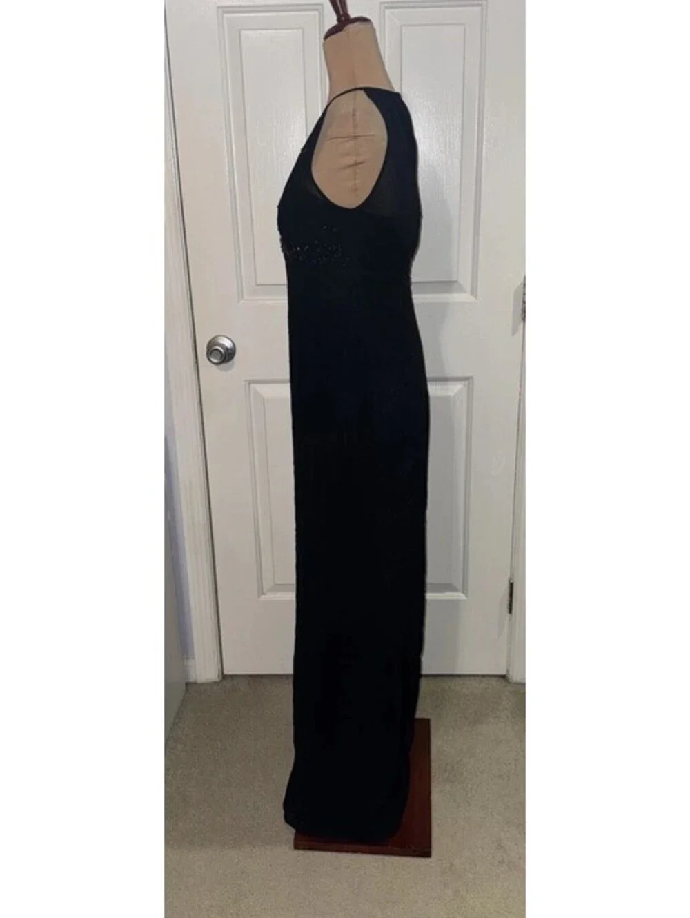 Michael Angelo Black Halter Gown Beaded Waist Formal Evening Dress size 2